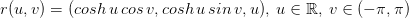r(u, v)(cosh u cos v, coshu sin v, u), u E R, vE(-T, T