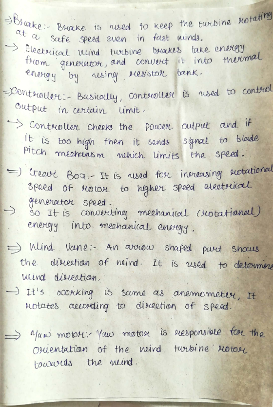 Btake: to keep the turbine rotatg in fast jnds. Bake 13 nused at a Safe Speed even Eleetsical uind take energy theimal blakes