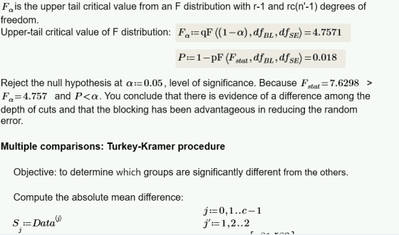 Fais the upper tail critical value from an F distribution with r-1 and rc(n-1) degrees of freedom Upper-tail critical value