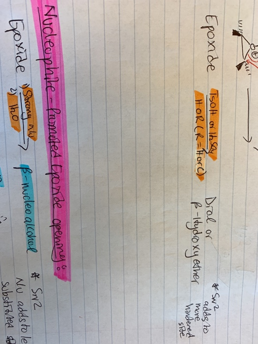 Epoxde T50t or thy HORCR-HorC Dral or P-ydoxyeher d addg to more Nudkeo phle frmded Eyonde openmys Sn2 Nu adds to le Subshiad