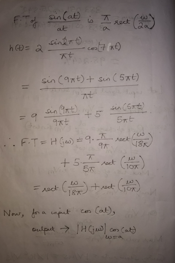 Sin Cat)i ect at co838a cinkrt cer sin C9rt)+ sin (5t) g A0Y t sin C5rt) 5 sin Grt = 9 5Tt de sck act HG 9. . . F.T +5. aet 5