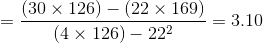 (30 × 126)-(22 × 169) (4× 126)-222 = 3.10