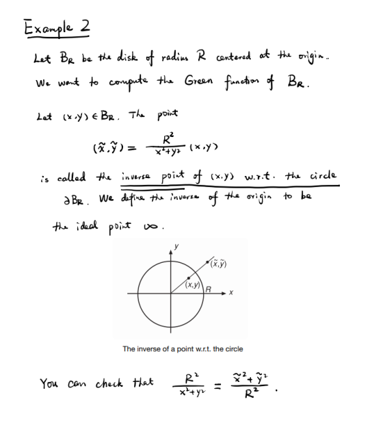 Exomple 2 W. wet +o 2 (X.y) (x,y) The inverse of a point w.r.t. the circle You cen check tick R.