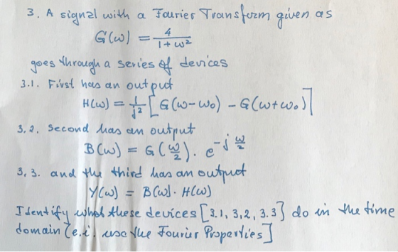 Fauries Transteem guen 3. A sienal with G(w) as aL 4 oes hrough a sevies 3.1. Fivst hous an out dences -LG(-w)-G(wtw.) outrut