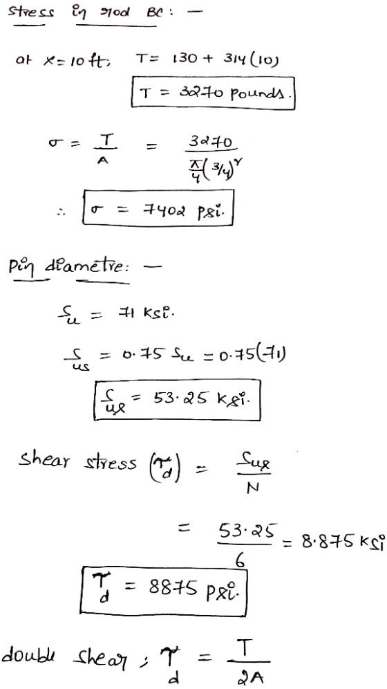 1odl Stress 130 + 3іч (1o) T= at X- 1o tt 3aD A +4о2 ряi. Pi deametre: KsE us shear sthess Sug d 53.S 8.8-7S ki 881S pai T Ch