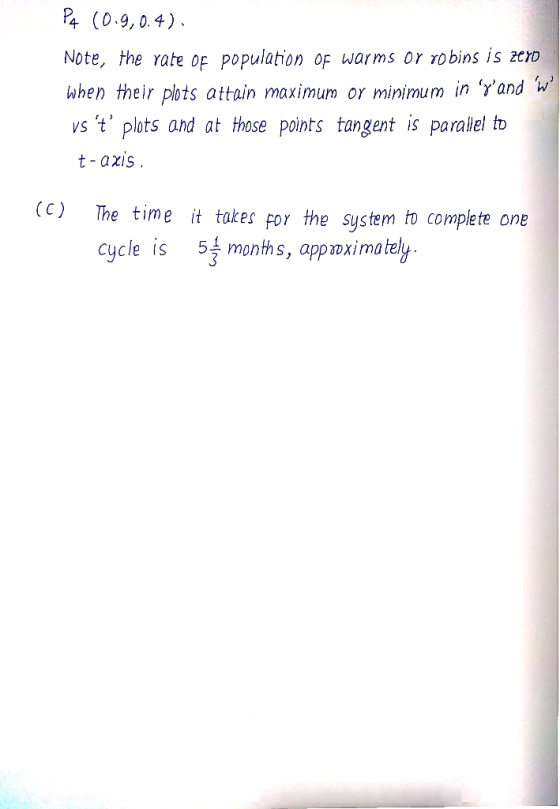 (0.9,0. 4). Note, the rate of population of warms or robins is 2co hen their pots attain maximum or minimum in and hW s t pl
