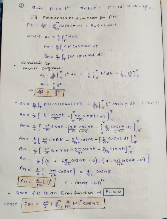 T 2T o2 A - 1 Given fit) = t Fauner series expansion for fit) fIu= A + An Cosnwst+ Bn Sintnuwot F4 ahere 드 으( fI너 dt A flH Co