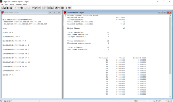 Lingo 170-Solution Report . Lingo! File Edit Solver Window Help Lindo Model-Lingol 1G] _İEZ P Solution Report . Lingo! Global