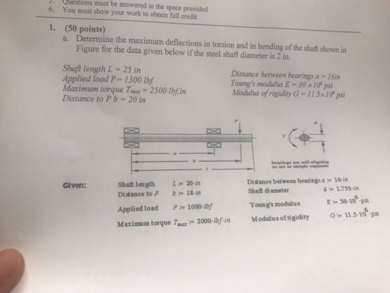 Questions must be answered in the space provided 6. You must show your work to obtain full credit 1. (50 points) Determine th