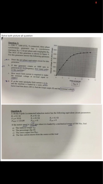 Solve both picture all question For this gemator anwwer the following question ant the A 50-Hz 4-pole &-connected induction m