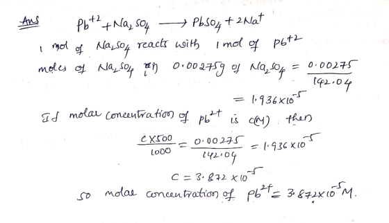 Kla, so reacts usith mot 1000 So mdou concontration pb.f=3. 8チאנ to M