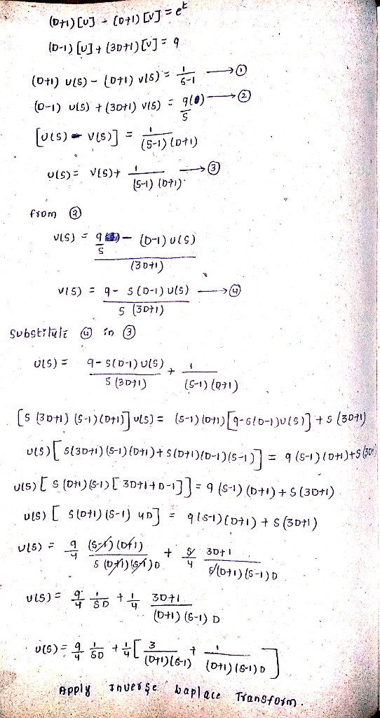 Use The Elimination Method To Find A General Solution For The Given Linear System Where Differen Homeworklib