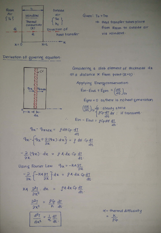 Room Oulside Given: To >Too air Windon Too Thermal =D-Heat Hansfe r takes place from Room to outside air he Conductivity Dire
