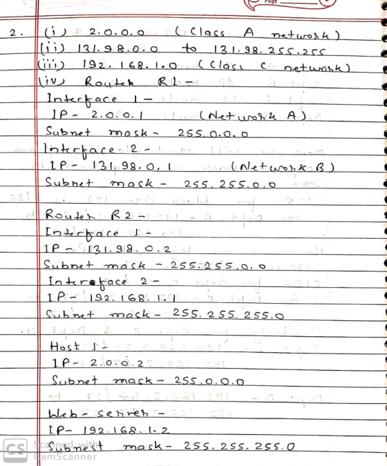 Page GClass 2.0.0. O A 2 . (7401f>u 131. I 8.0. 0 to L3 1.98. 2SS.255 192. L6.8. 1.0 .CClass C netura,k ). Rauteh I - 2.0 o.