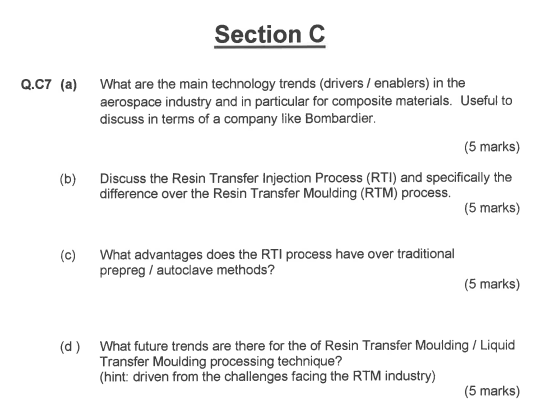 Section C What are the main technology trends (drivers / enablers) in the aerospace industry and in particular for composite