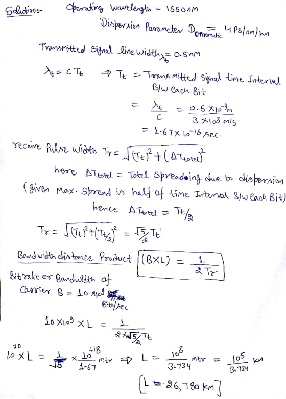 = \550 Tronsmitted Signal une width>=0.5nM receve Plpe width Ty 2 iotel here Bttorcl = Totl sprend.ing dueto dispeYojoっ 418 3