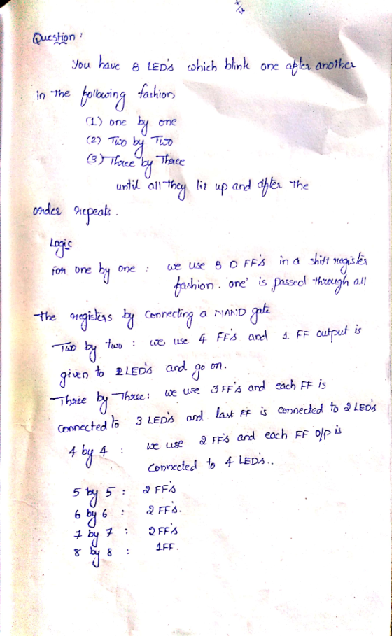 Question ou have 6 LEDs ohich blink one apla another in the holesing Vashior, rl) one by one (2) Tco by fidet nepeats fom one