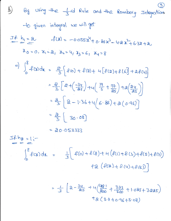 8 using the d Rle and he Romber Inteaion 3 -to qiven nteral we s &6 誇| 2-1.36H/6.88〉ta(0.96) 3 30o.08 8333108+32as
