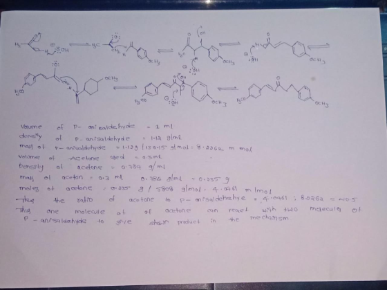 o. ccH3 ocns 1, co SH Volume of P an Ealde.hyd1 ml dens o e shur Product in the me chasm