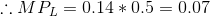 \therefore MP_{L} = 0.14*0.5 = 0.07