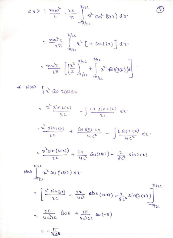 くv>: Ymw L mu c Cos (21) d 2 TT 3 muc NOUD 2sin) sinLin) Cos2 dt 2C uc2 rsin (2)) 2X sin 2 x) Cos2) 2C Cos )d Nou T/L sin (2x