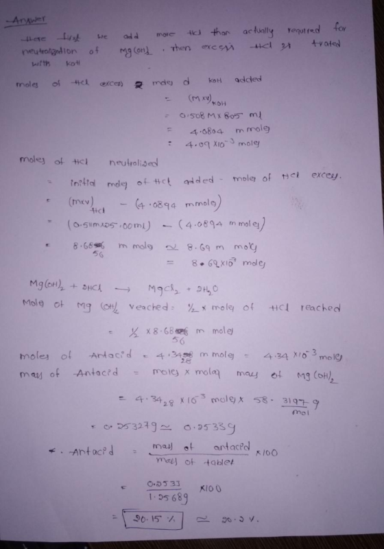 e more i thanaculy equtred o mg(n) for ote Lirst r neutroligadion mom) then exc voted exces) & mde dKoH added -(M xv) 4.0804