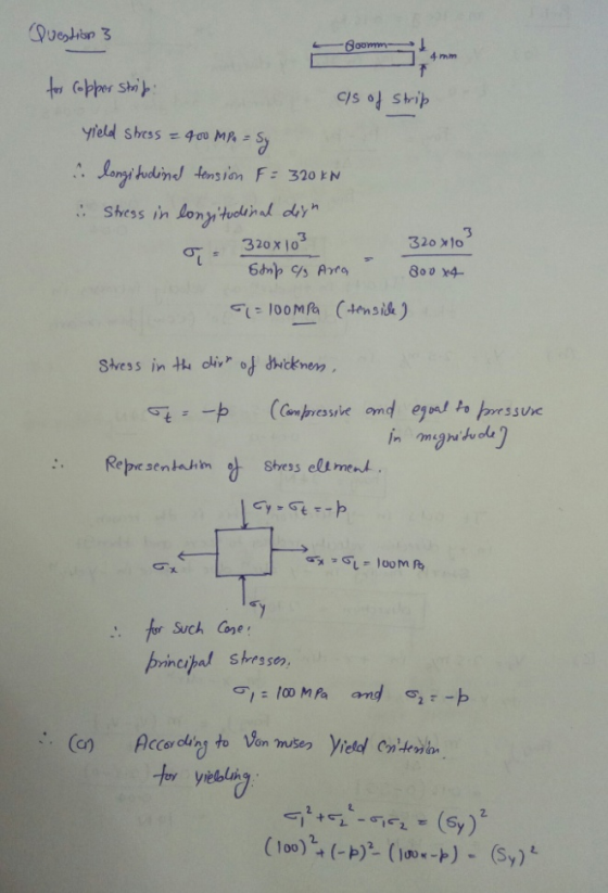 4 mm yield shrss = 400 MA : S 了 320x o 320 x10 Representahm Stress eliment X. principal shrsse 2. (100)+ (-P)- (10) (Sy)