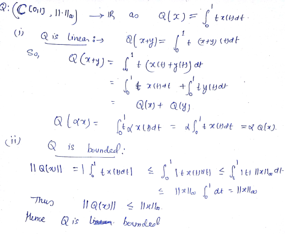 t r(ydt alx) ao 1 Q is Linear So, Q()Q) ala beunded is dt - xl Thun Mene Q is lisn boundeol