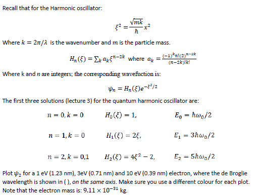 Recall that for the Harmonic oscillator: vmk h Where k 2/2 is the wavenumber and m is the particle mass. =n2R-2k (n-2k)!k HT