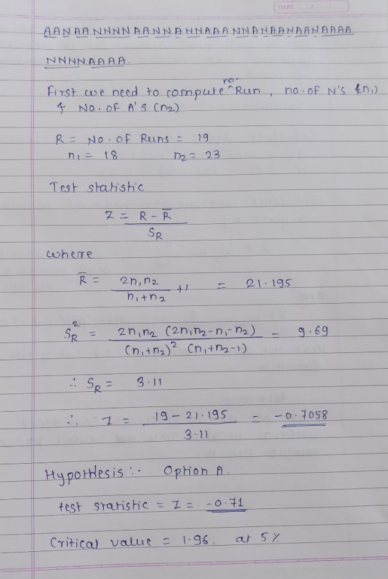 门/T ro Einst we need to compute R No EAS(n2) RNO D2 23 Test stahishc 21:195 nitn2 13-21-135- 一0.7058 3 11 s r Critical valu