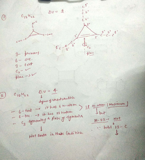 C 1 のU= 2. 2 buimay 3- 4 tet - 1 C2 lar ~)レー D.U4 C12H2 2 2 depue uhsatuotio tthas 6 H- ato m 6-tot 18 H-ato Maxımym but It h