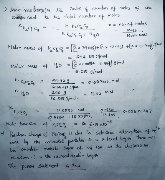 ) Mole traehorkpå me gatTBも component to坂ttal number of moles nunber of moles of one nニno.of moles = Mass Molay MasS 294-181