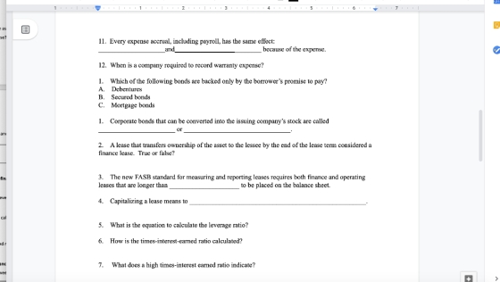 1 1 2 3 4 as se? 11. Every expense accrual, including payroll, has the same effect and because the expense. 12. When is a com