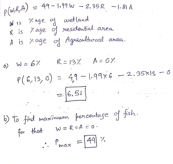 wA)4-12.35R. 1.81 A wetlan d R is Xase 얼residential area A is 〉. age 엉 Agrdcultural area. r(6,13,0) = 16. 5 1. fo max