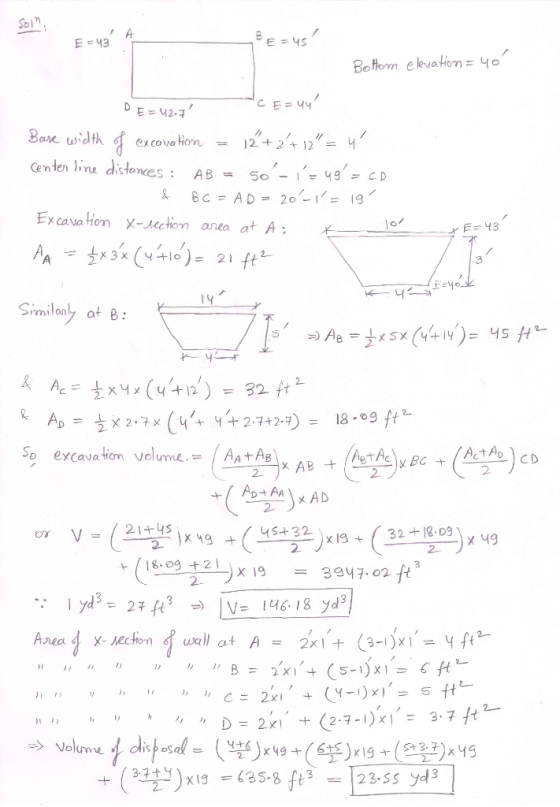 SO1M A E =43 E 4S Bottom ekvation = 40| CE 44 DE2. Barr width excava tion 2 212 Centen line distances : So- g= C D AB= B CAD