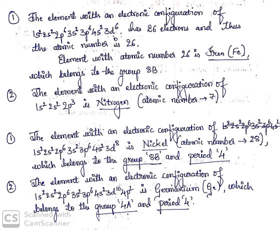 tho abmic numbs ^ 26 Jhe element with an elechonic co Teleman ih n duteic Sation Scanned Awith CamScanner