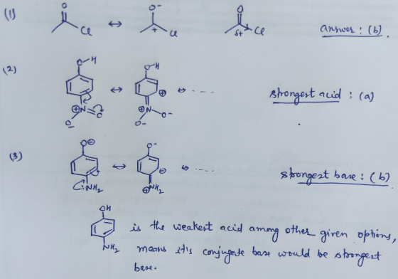 a (U anhwes: (b) St (2) shongest acid (a) (3) bongezt bare: (b) ANN is the weakert acid ammg other giren ophens, mas ts conje