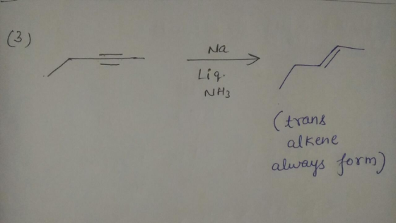 Na Li9. NH3 trank alkene always form)
