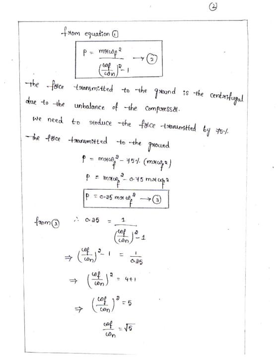 som equation Slom equation e Centfug due-to-the unbalance of -the Com fore SSA we need to 9(educe -the face-tranm,tted b - th