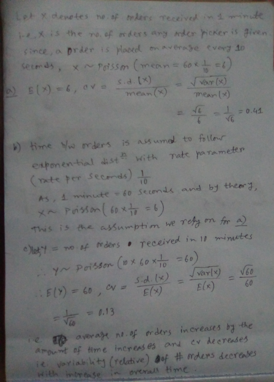 Let xdenotes he af mkers eceived in 1 inutt 1-4.X i3 4he ne. of mders ang der hickeris given $ince, a prder is ylaced setmds,