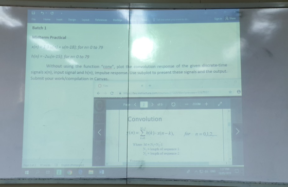 A Share Sgn in eHome Insert Design Leyout References Man Batch 1 Midterm Practical x(n)-1 3 ura) + u(n-18); for n:0 to 79 h(n