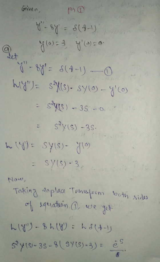 Griven, det S4-1-O Syrs)-3s-o ay(s)-3s sy(s)-3 Now Taking doplac Tovsoim both sides ee s Syis-3s-83y (S) -3) =