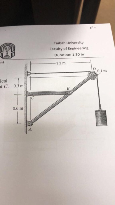 Taibah University Faculty of Engineering Duration: 1.30 hr n) 1.2 m 0.1 m ical t C. 0.3 m 0.6 m