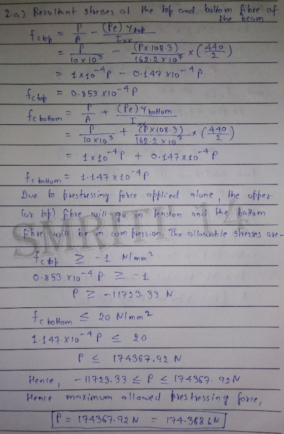 the becwm Px (o8.3 440 62.2 XIOT 4 1 oXIo 62 2X1O e Uppeよ 드 174367.92 Hence meimum llwed pres thessing fore p = 【34367.92 N 1
