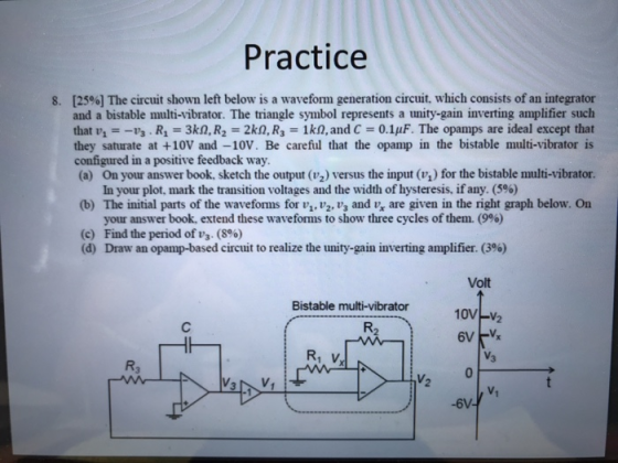 Practice 25 The Circuit Shown Left Below Is A Waveform Generation 