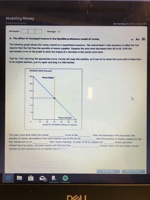 Modeling Money Graded Assignment | Due Sunday 06 30 19 at 1145 PM Attempts: Average: /8 6. The effect of Increased income in