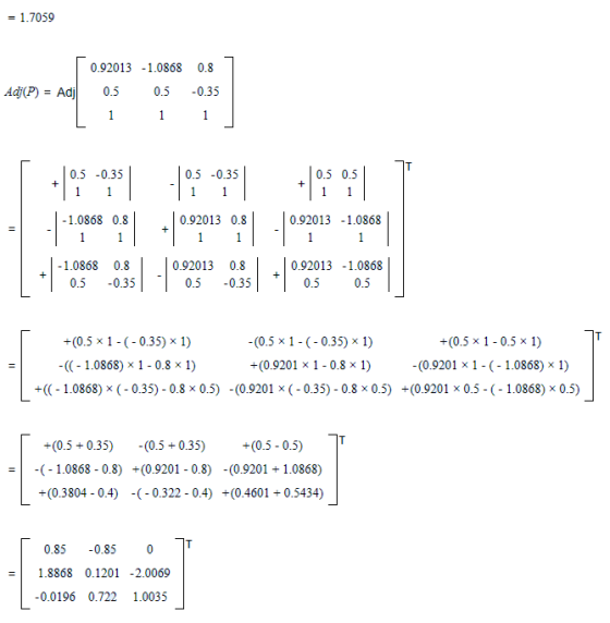 1.7059 0.92013 -1.0868 0.8 Adj(P) = Adj 0.5 0.5-0.35 0.5 0.5 0.5 -0.35 0.5 -0.35 0.92013 -1.0868 -1.0868 0.8 0.92013 0.8 1.08