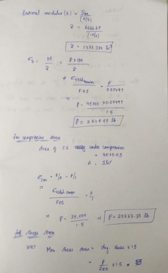 Xetimul modulus (a ) (d/2) 굿 -6666.64 (rob) 2 ; 1333, 334 n Px (00 1-5 | r ะ aayq.qq lb C.S Cnt 우 Fos | -23333,33 lb P. 35,0