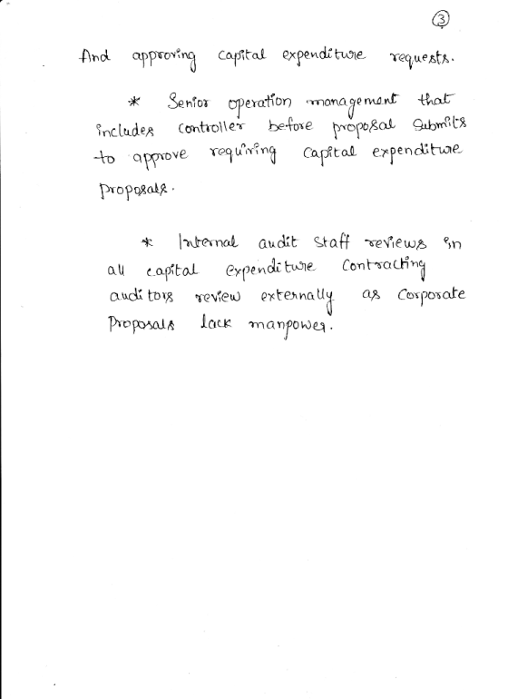 approving capital expenditune. Tquest Senfo operfon mona gema that includea Contiolleove opal at audit Staff eviews n au capt