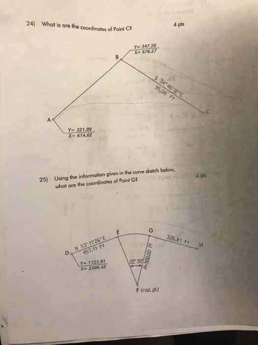 What is are the coordinates of Point ct 24) 4 pts Y-347.20 x-676.27 Y 321.09 x= 614.02 Using the information given in the cur